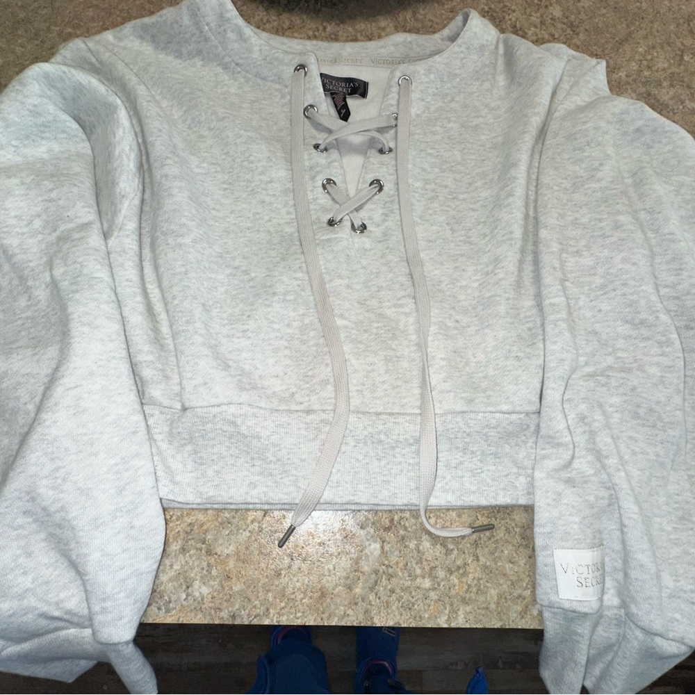 Victoria's Secret Gray Lace-Up Sweatshirt